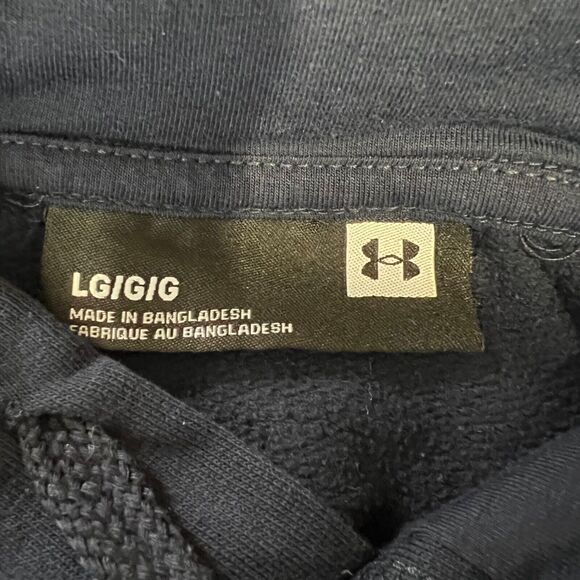 Under Armour Womens Hoodie Hooded Sweatshirt Pullover Navy Blue Logo Large - Picture 7 of 9